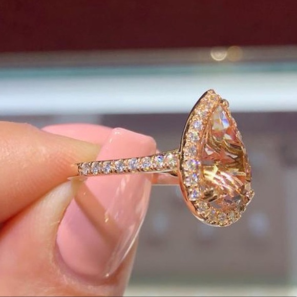 18K Rose Gold Filled Pear shape Morganite Ring - Picture 4 of 12